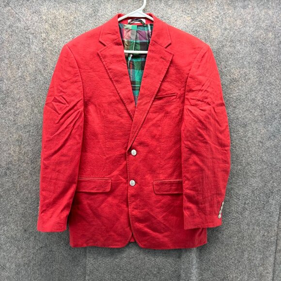 Lauren Ralph Lauren Blazer Mens 36S Red Single Breasted Linen Jacket Coat Lined - Picture 1 of 12